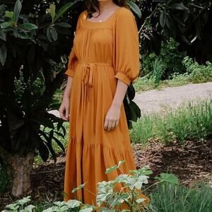Christy Dawn Orange Turmeric Bianca Tie Waist Dress - Small slight flaws